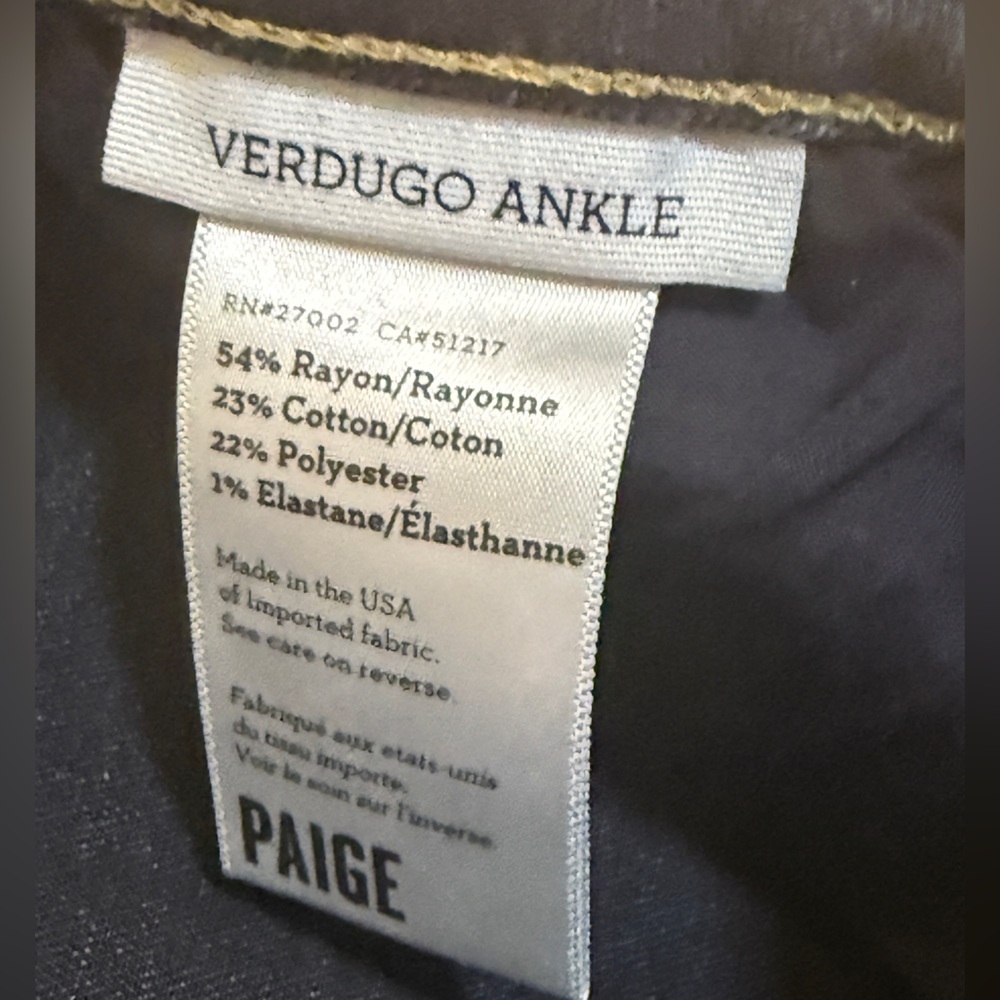 PAIGE Verdugo Ankle Dark Wash Skinny Jeans| Stretch Mid Rise - Picture 10 of 10